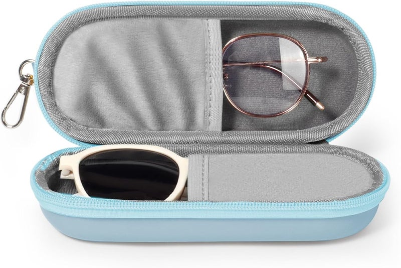 Huvon Double Eyeglasses Case, Dual Glasses Sunglasses Organizer with Zipper Closure, Eyewear Storage Box for Men Women Travel - Image 1